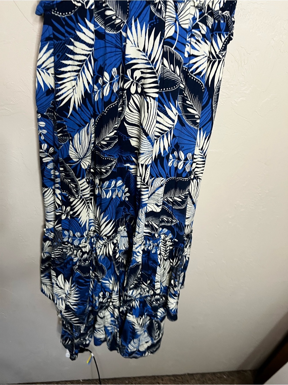 Superfoxx Blue Tropical Palm Leaf Tiered Ruffle Resort MIDI Dress - Picture 10 of 10